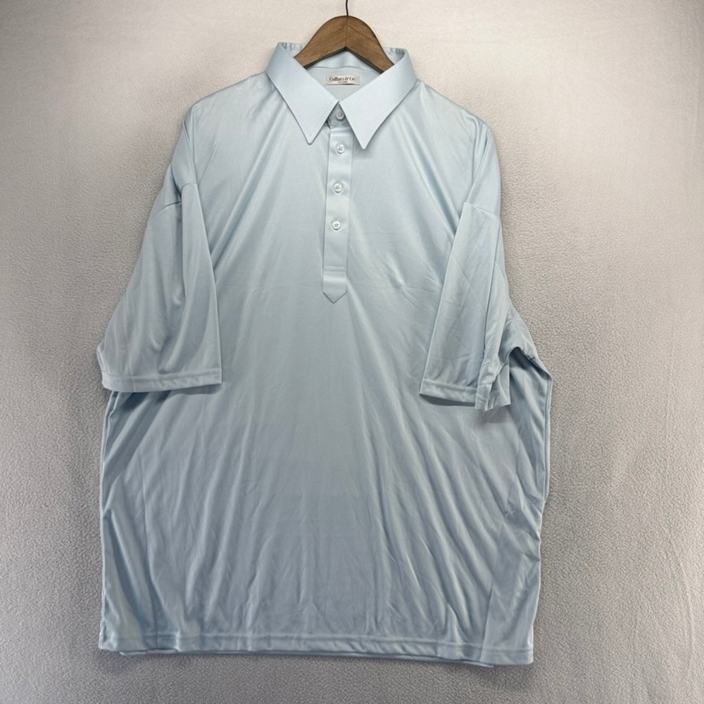Collars Co Polo Shirt Mens 3X-Large Light Blue Dress Collar Polo Polyester NEW